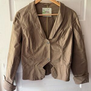 Skunkfunk Cropped Brown Blazer Jacket with Button Closure NWOT size 8